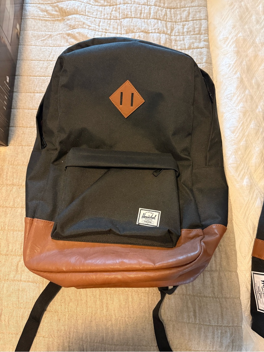 Herschel Supply Co Classic Black and Brown Backpack with Striped Lining